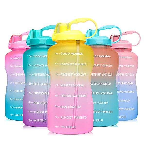 64 OZ Water Bottle with Motivational Time Marker & Straw