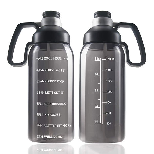 64oz Sports Large Water Bottle with Time Marker