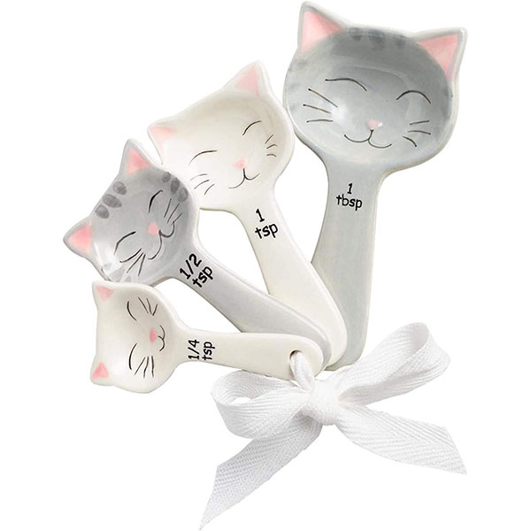 Cute Cat Little Kittens Ceramic Measuring Spoon Set