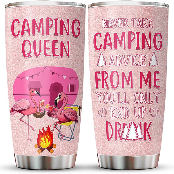 Funny Flamingo Coffee Cup for Camping Lovers Women 