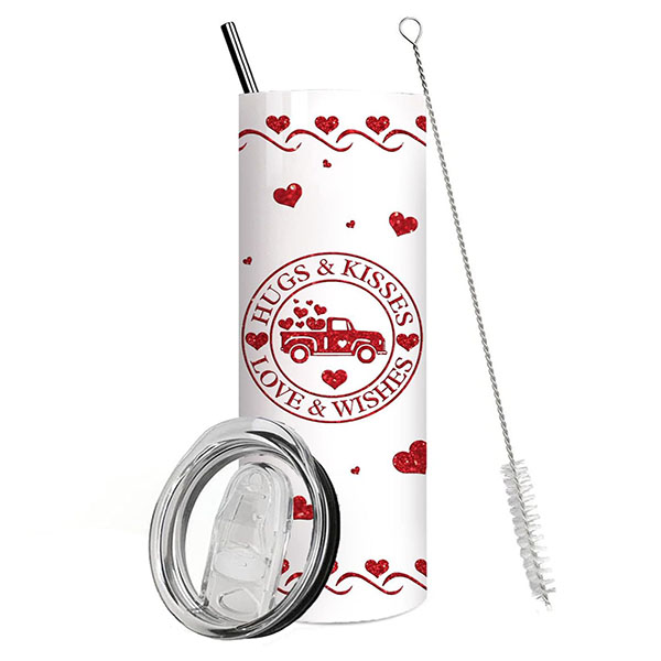 valentine tumbler with Lid and Straw