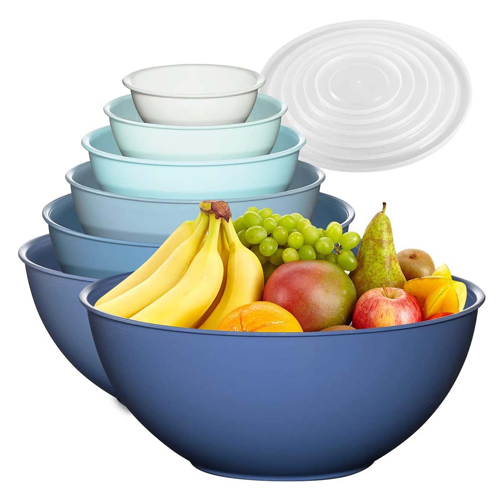 12 Piece Nested Polypropylene Mixing Bowl Food Storage Set W