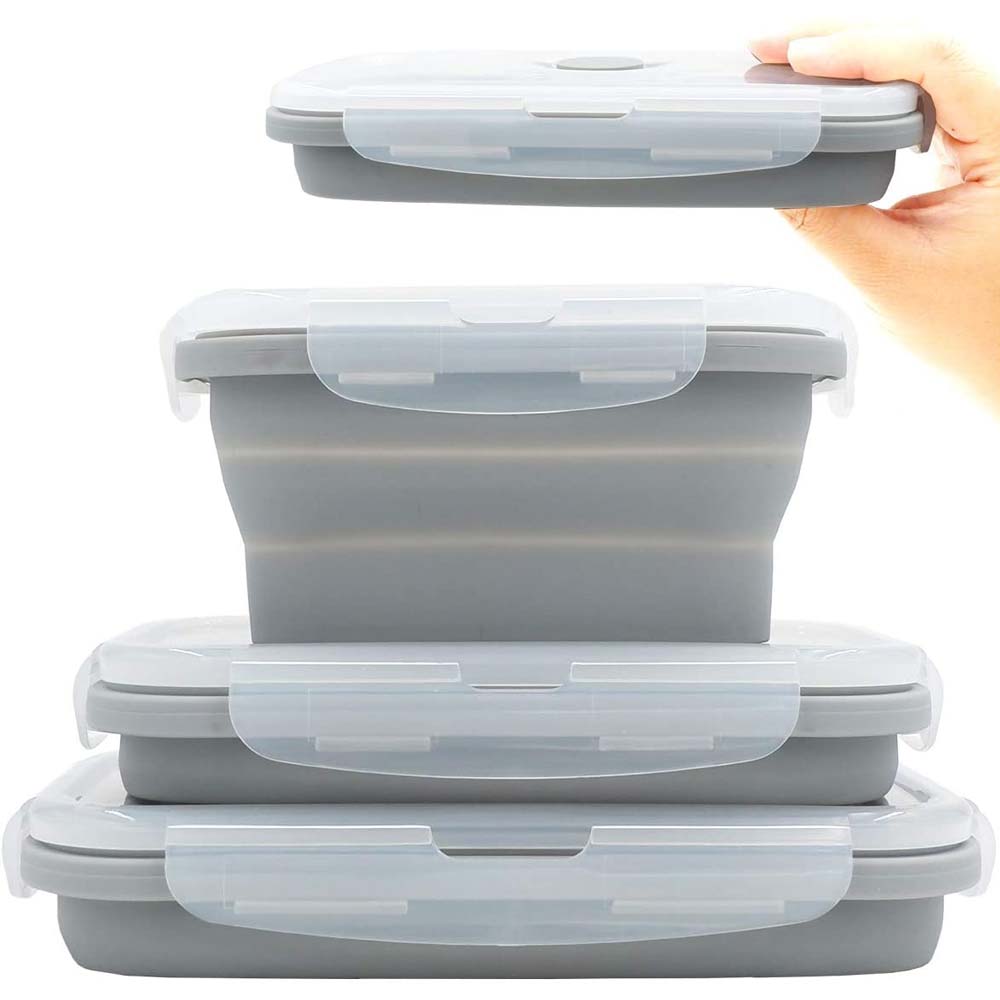 Silicone Rectangular Collapsible and Stackable Food Storage