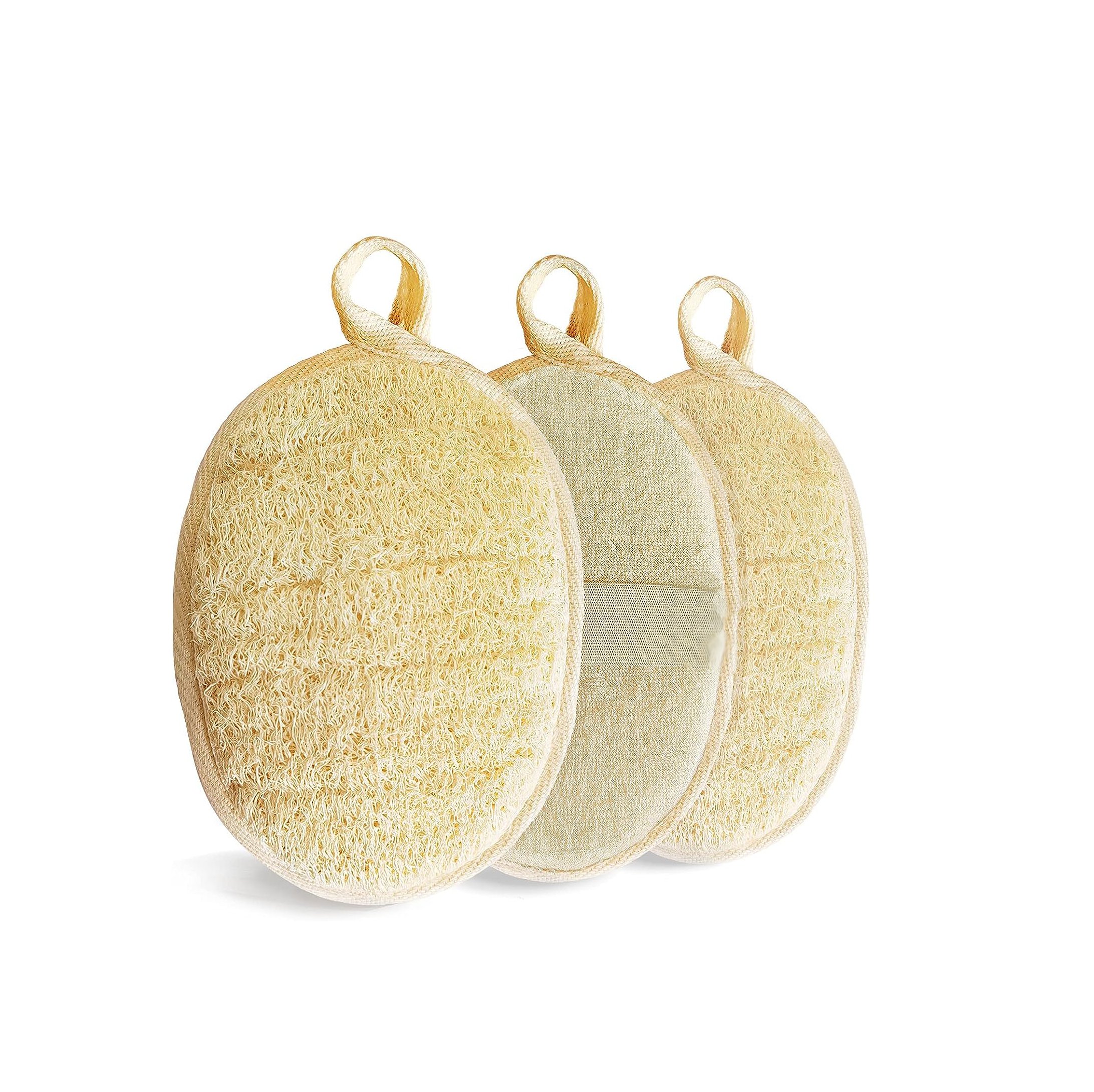 Natural Loofah Sponge Exfoliating Body Scrubber (3 Pack)